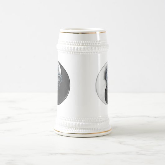 Yin Yang chinesischer Drache Stein Bierglas (Mittel)