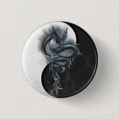 Yin Yang chinesisches Drache-Abzeichen Button (Vorderseite)