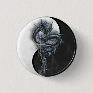 Yin Yang chinesisches Drache-Abzeichen Button