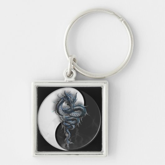 Yin Yang chinesisches Drache-Quadrat-Schlüsselring Schlüsselanhänger (Vorne)
