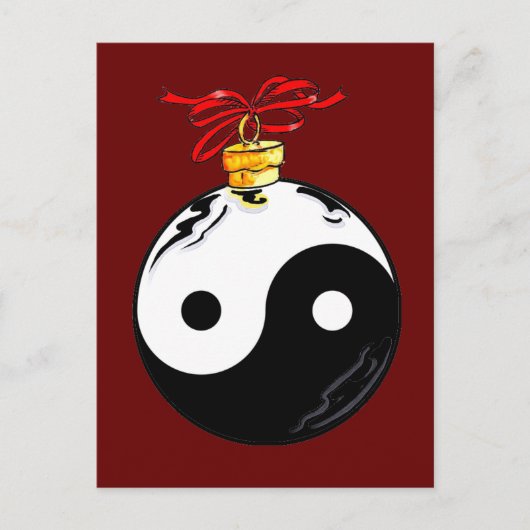 Yin & Yang Christmas Ball Feiertagspostkarte (Vorderseite)