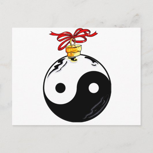 Yin & Yang Christmas Ball Feiertagspostkarte (Vorderseite)