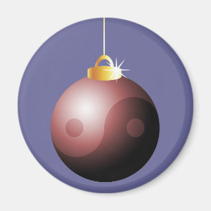 Yin Yang Christmas Ball in Red Magnet
