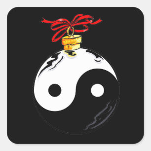 Yin & Yang Christmas Ball Quadratischer Aufkleber