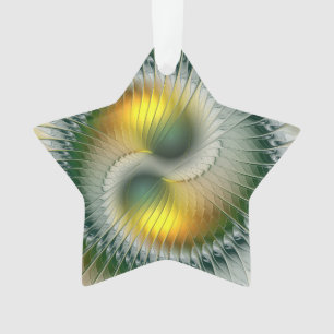 Yin Yang Christmas Colors Abstrakt Fraktal Star Ornament