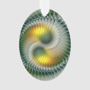 Yin Yang Christmas Colors Abstraktes Fraktal Art Ornament