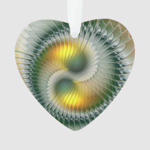 Yin Yang Christmas Colors Abstraktes Fraktal Herzs Ornament