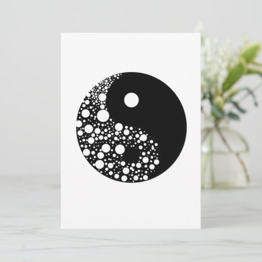 Yin Yang Circles Black and White Harmony Zen Gesch Einladung (Stehend Vorderseite)