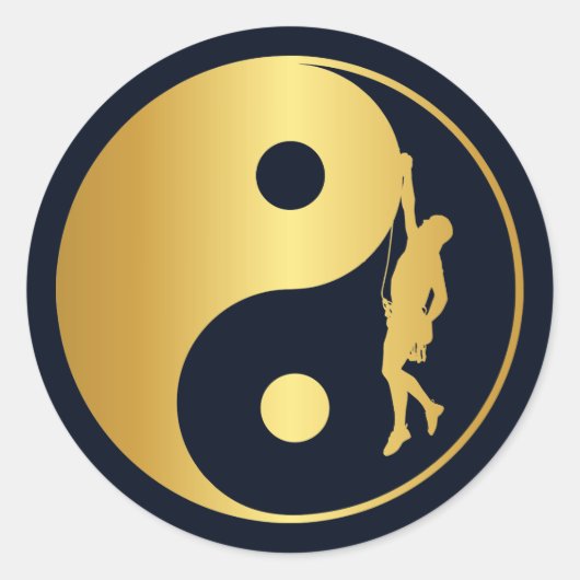 Yin & Yang Climber (Gold) Runder Aufkleber (Vorderseite)
