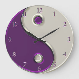 Yin Yang Clock in Purple and While Große Wanduhr
