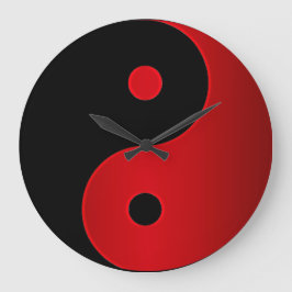 Yin Yang Clock in Red and Black Große Wanduhr