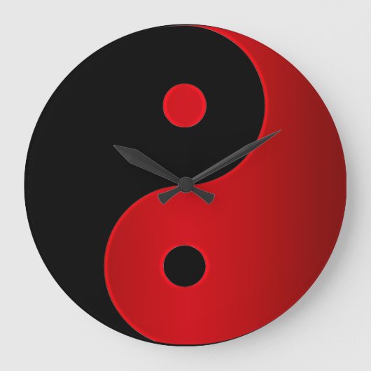 Yin Yang Clock in Red and Black Große Wanduhr (Vorderseite)