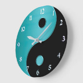 Yin Yang Clock in Türkis und Schwarz Große Wanduhr (Winkel)
