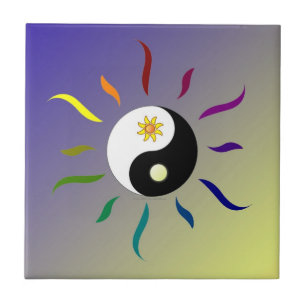 Yin Yang Colorful Sun Moon Tile Fliese