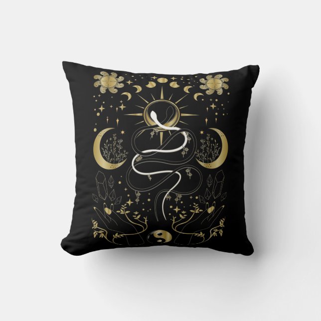 Yin Yang Crescent Moon Sun Celestial Snakes Kissen (Vorderseite)