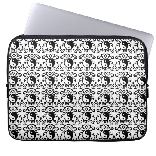 Yin Yang Damast Laptopschutzhülle (Vorderseite)