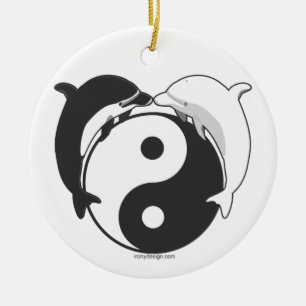 Yin Yang Delphin-Schwarzes/Weiß Keramikornament