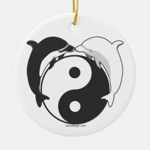 Yin Yang Delphin-Schwarzes/Weiß Keramikornament
