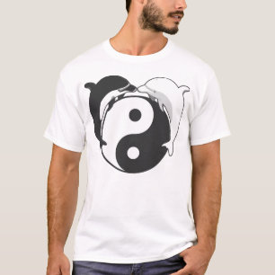 Yin Yang Delphin-Schwarzes/Weiß T-Shirt