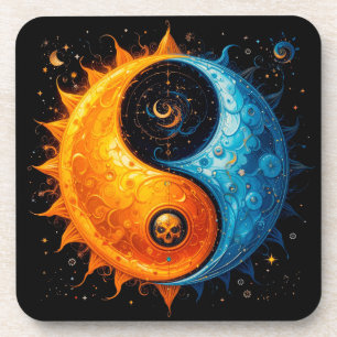 Yin-Yang-Design, das Sonne und Mond darstellt Getränkeuntersetzer