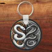 Yin Yang Design mit zwei Schlangen Schlüsselanhänger (Rückseite)