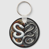 Yin Yang Design mit zwei Schlangen Schlüsselanhänger (Rückseite)
