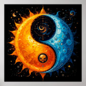 Yin Yang Design repräsentiert Sun und Mond Poster (Vorne)