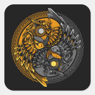 Yin-Yang-Dodle-Zierbild Quadratischer Aufkleber