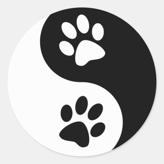 Yin Yang Dog Paws Runder Aufkleber (Vorderseite)