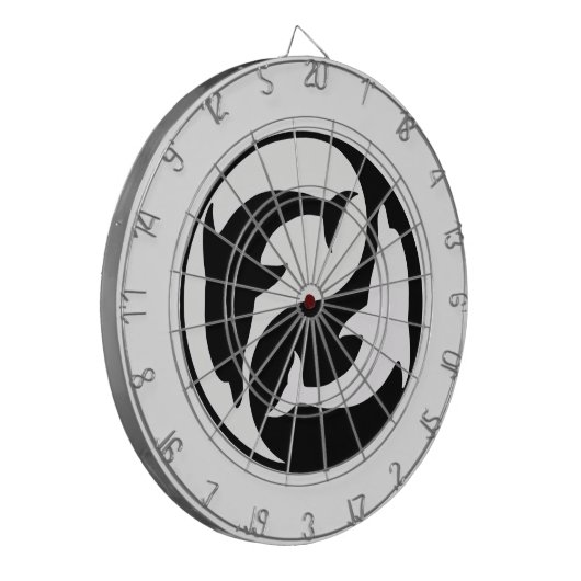 Yin Yang Dolphins Dart Board Dartscheibe (Vorderseite Links)