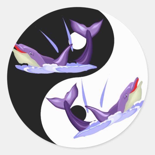 Yin Yang Dolphins Runder Aufkleber (Vorderseite)