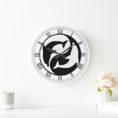 Yin Yang Dolphins Rundrömische Numeraluhr Große Wanduhr (Zuhause)