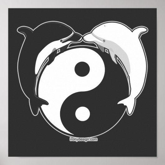 Yin Yang Dolphins Schwarz/Weiß Poster (Vorne)