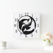 Yin Yang Dolphins Square Clock Quadratische Wanduhr (Zuhause)