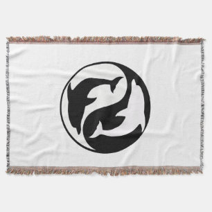 Yin Yang Dolphins Throw Blanket Decke