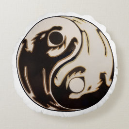 Yin Yang Double Dragon Rundes Kissen