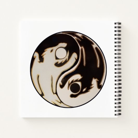 Yin Yang Double Dragon Spiral Notebook Notizblock (Rückseite)