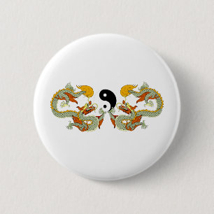 Yin Yang Drache Button