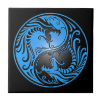 Yin Yang Drachen, Blau und Schwarzes