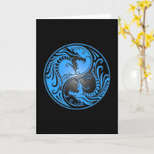 Yin Yang Drachen, Blau und Schwarzes Karte (Gelbe Blume)
