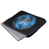 Yin Yang Drachen, Blau und Schwarzes Laptopschutzhülle (Vorne Knopf)