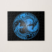 Yin Yang Drachen, Blau und Schwarzes Puzzle (Horizontal)
