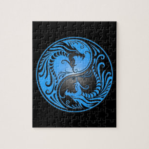 Yin Yang Drachen, Blau und Schwarzes Puzzle