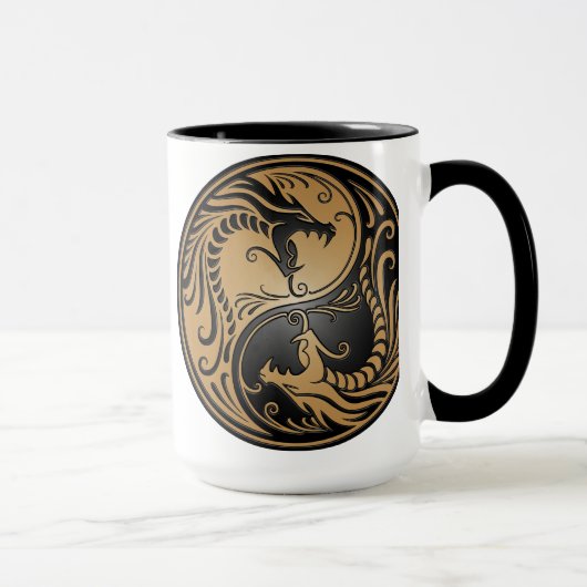 Yin Yang Drachen, Braun und Schwarzes Tasse (Rechts)