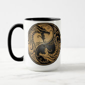 Yin Yang Drachen, Braun und Schwarzes Tasse (Links)