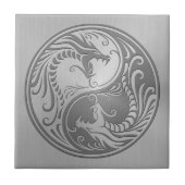 Yin Yang Drachen, Edelstahl Fliese (Vorderseite)
