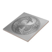Yin Yang Drachen, Edelstahl Fliese (Seite)