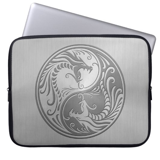 Yin Yang Drachen, Edelstahl Laptopschutzhülle (Vorderseite)