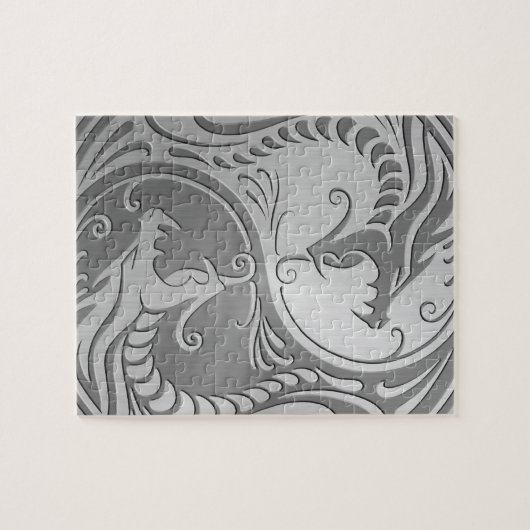 Yin Yang Drachen, Edelstahl Puzzle (Horizontal)
