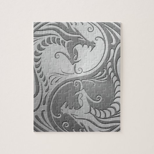 Yin Yang Drachen, Edelstahl Puzzle (Vertikal)